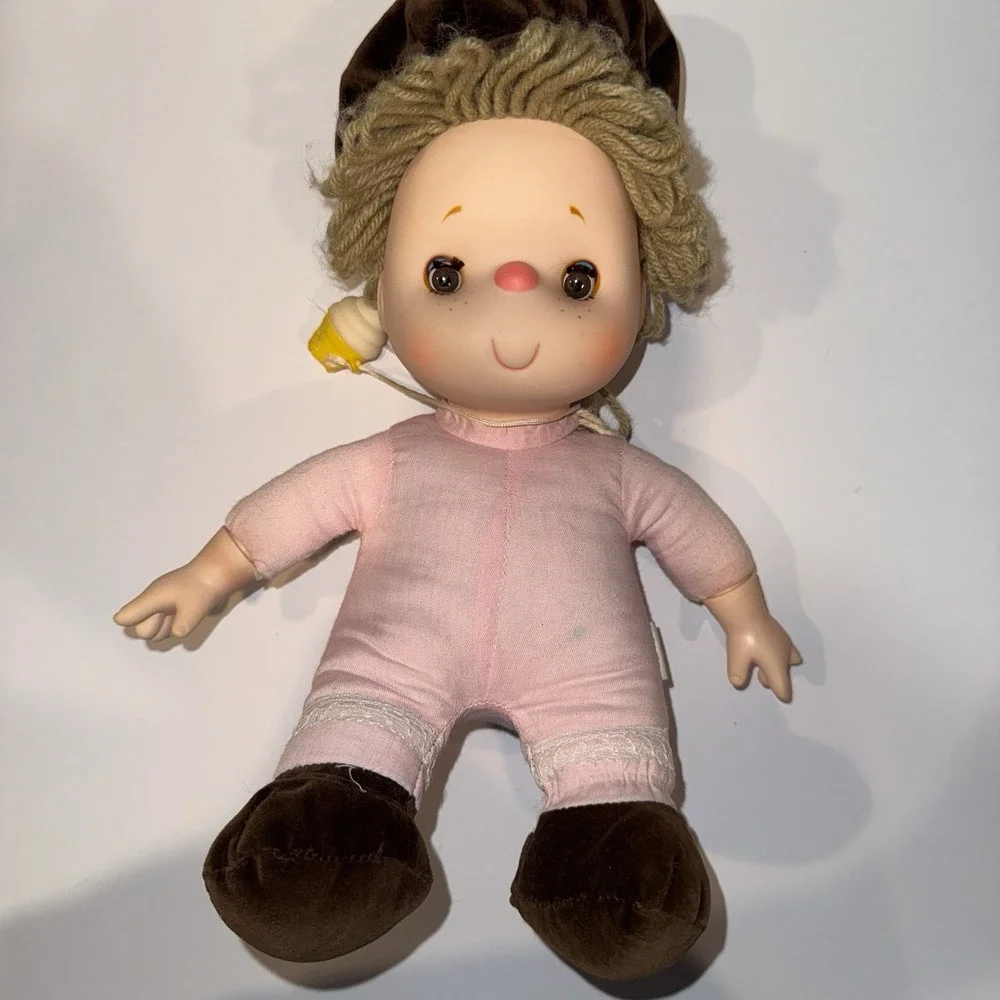 Vintage 1980 J Shin Ice Cream Doll Lot of 2 Boy Girl Plaid Dress Outfits 11